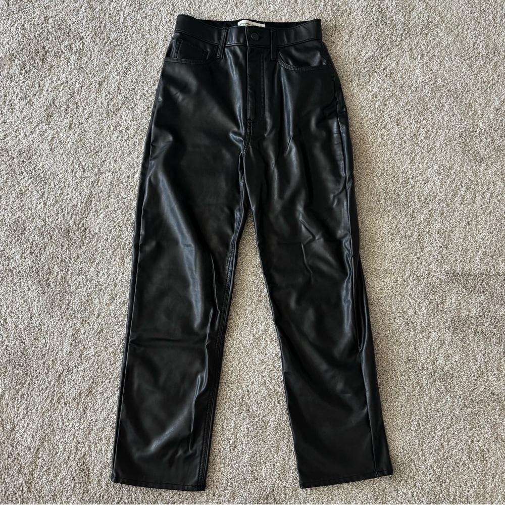 Abercrombie & Fitch Ultra Hi-Rise Ankle Straight Leg Faux Leather Pants